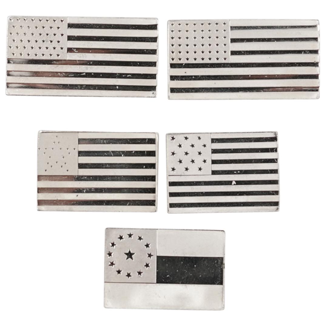 (5 Pc) Sterling Silver Miniature Flags Collection (1 of 2)