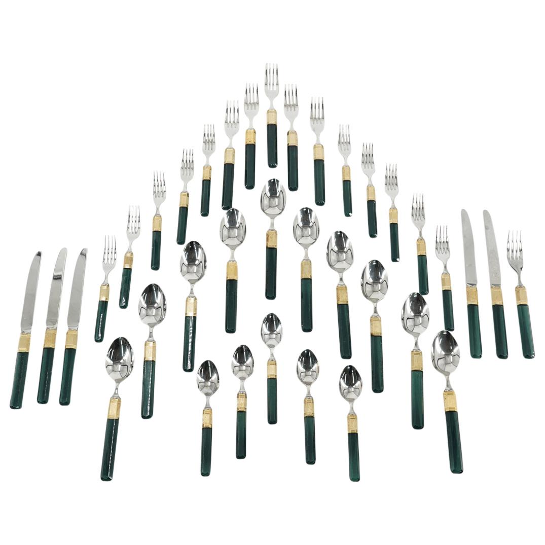 (36 Pc) Japanese Laslo Mikasa Lucite & Stainless Steel Flatware Set