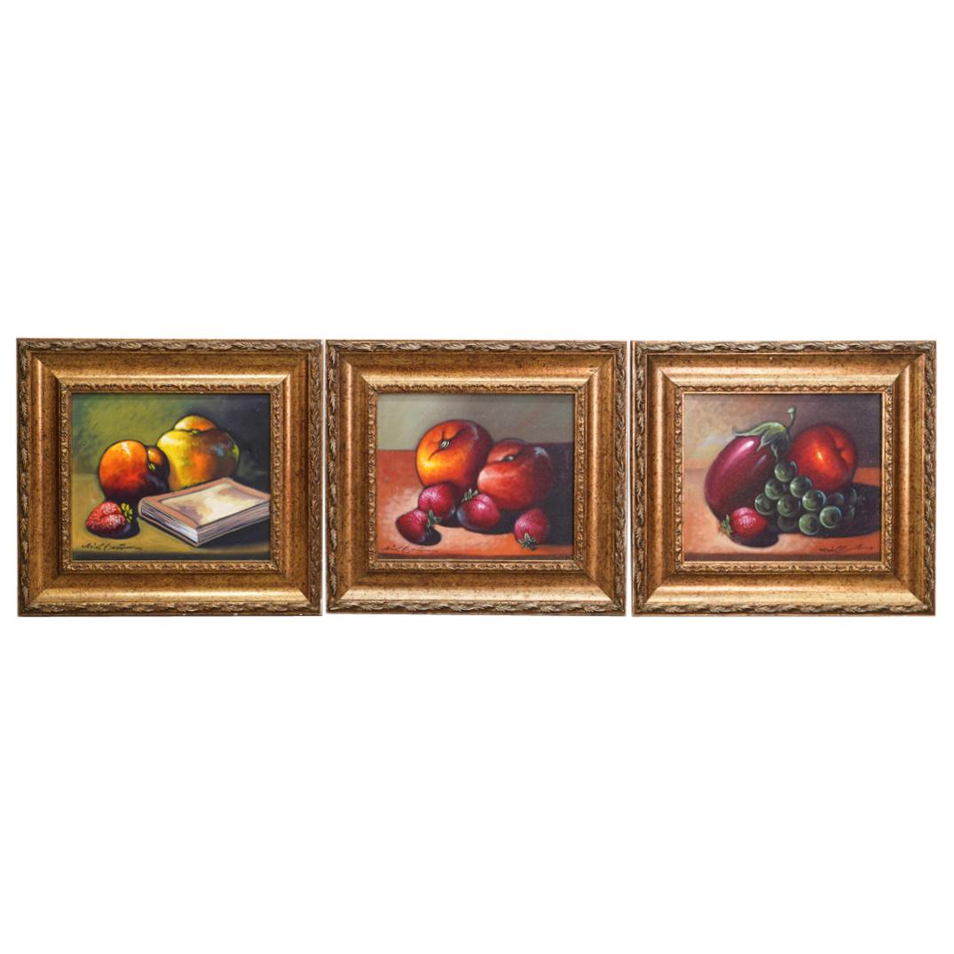 (3 Pc) Signed Ariel Soto Still Life Oil On Canvas Paintings (1 of 7)