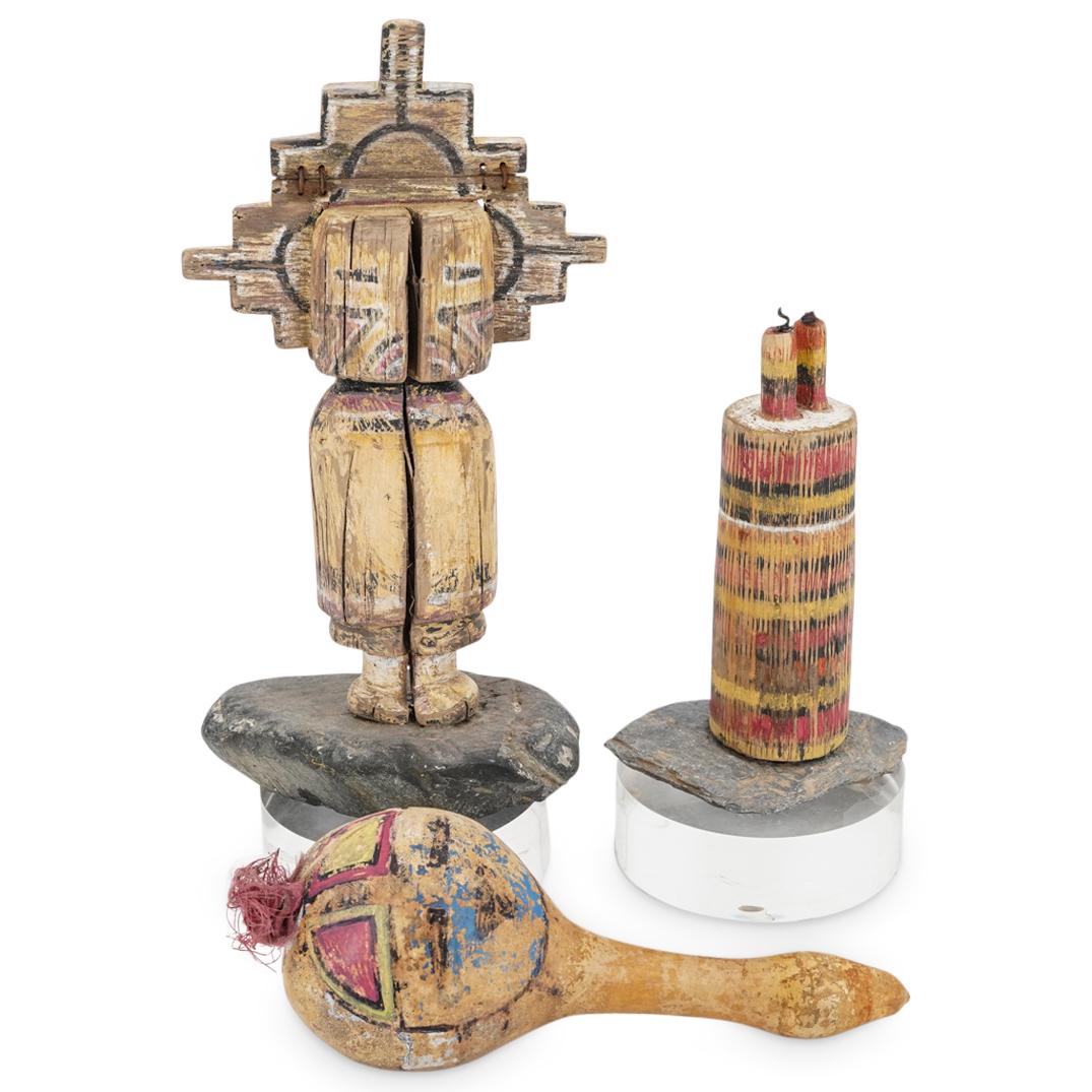 (3 Pc) Hopi Kachina Wood And Gourd Figurines (1 of 8)