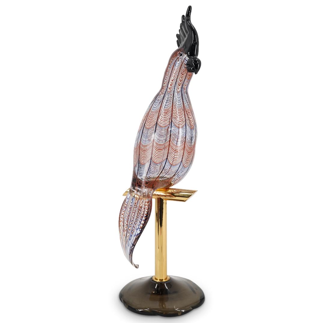 Licio Zanetti Murano Glass Perching Cockatoo Sculpture (1 of 9)
