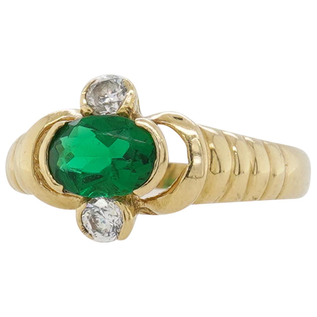 French 18k Gold, Tsavorite Garnet and Diamond Ring (1 of 4)