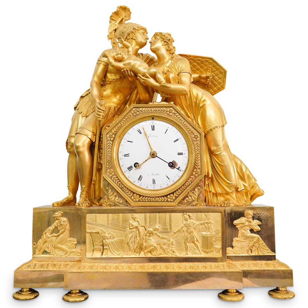 Important Gilt Bronze Empire Mantle Clock Attrib. Claude Galle (1 of 13)