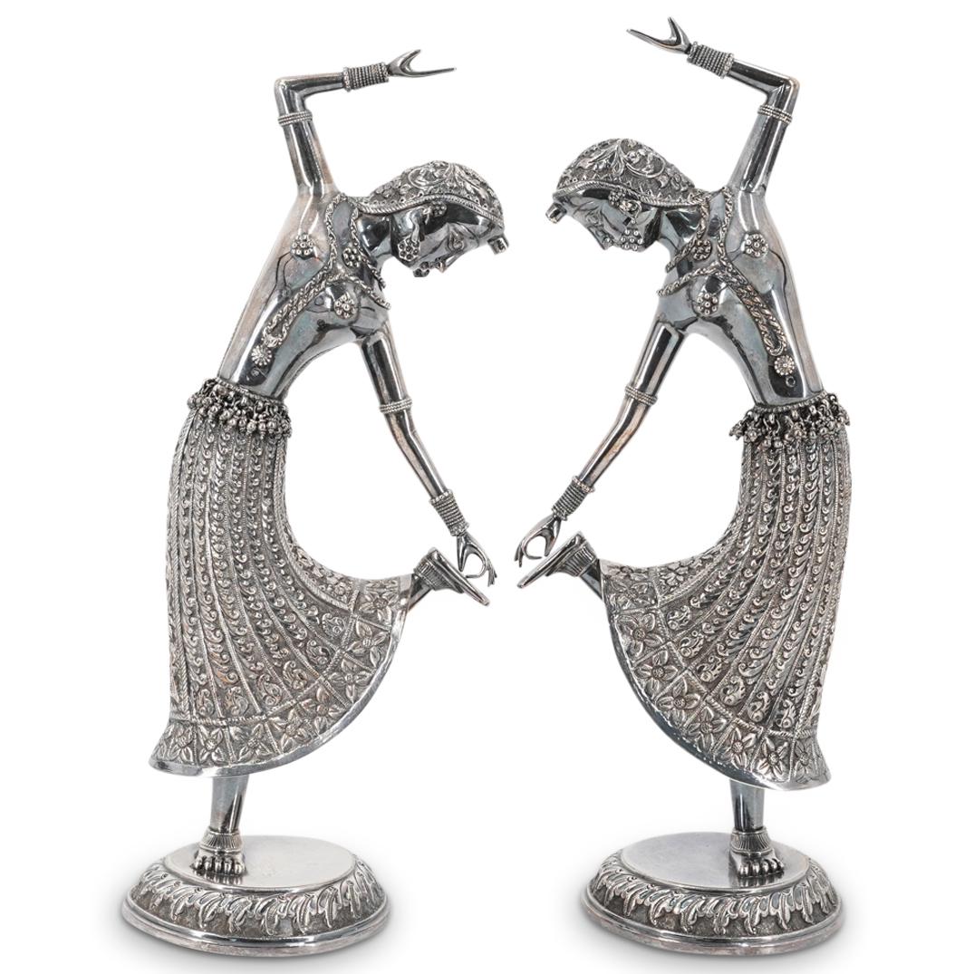 Pair of Indian Dancer Sterling Silver Sculptures (1 of 5)