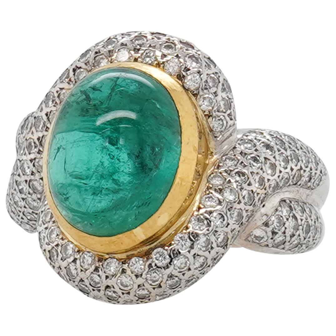 Vintage French 18k Gold, Emerald and Diamond Ring (1 of 4)
