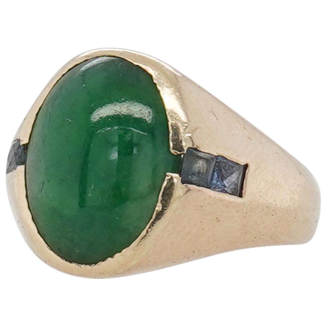 Vintage 14k Gold, Jade, and Aquamarine Ring (1 of 4)