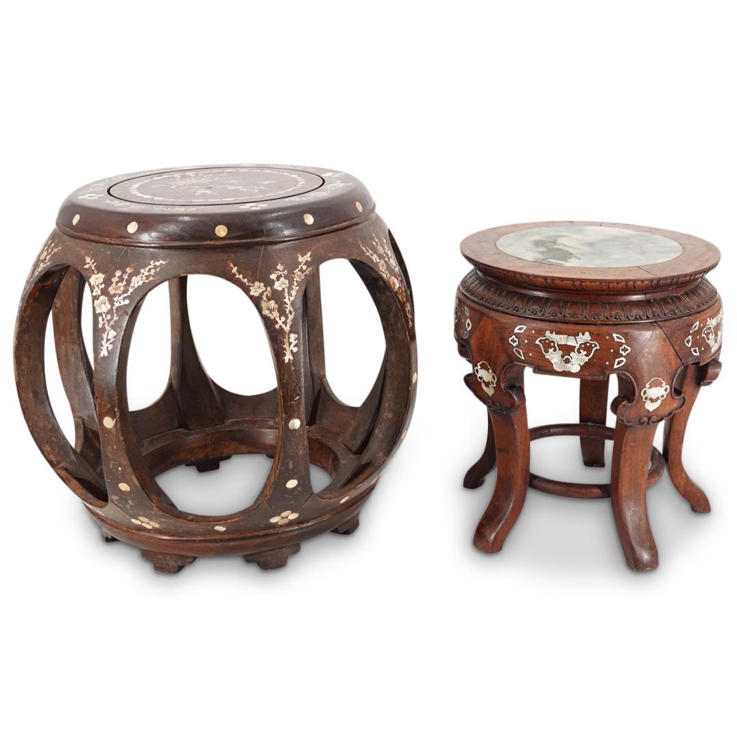 (2Pc) Chinese Mother of Pearl Inlaid Stools (1 of 10)