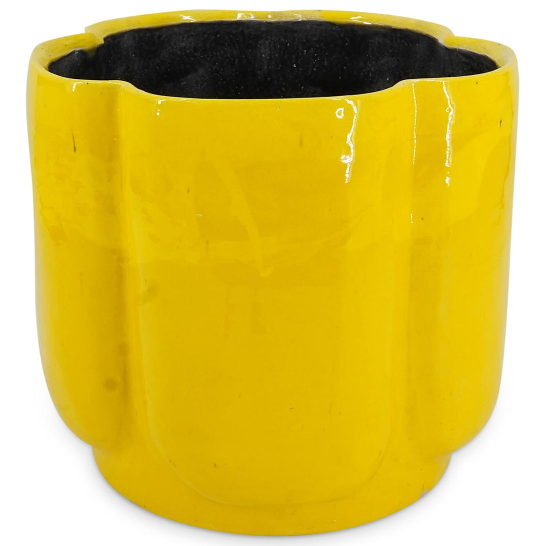 Signed Italian Yellow Ceramic Jardiniere (1 of 5)
