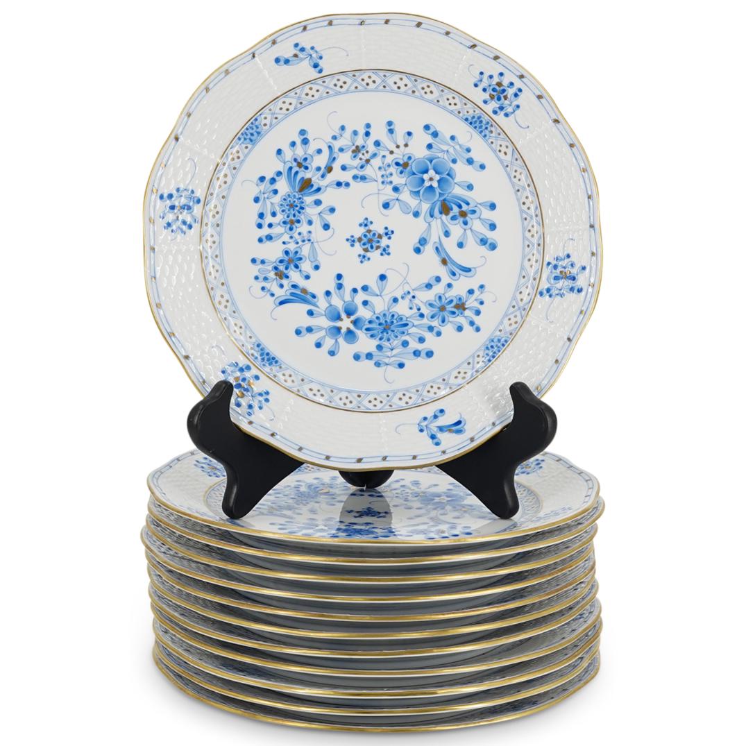 (12 Pc) Herend "Waldstein Blue" Porcelain Dinner Plates (1 of 5)