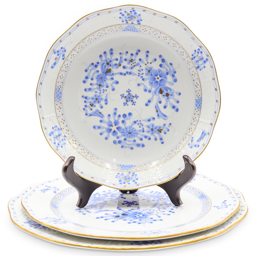 (2 Pc) Herend Hungary "Waldstein Blue" Porcelain Round Serving Dishes (1 of 4)