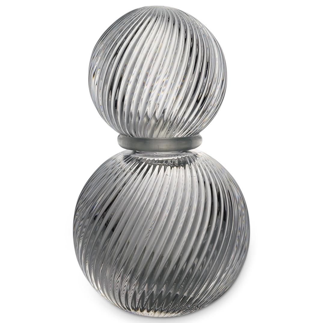Baccarat Crystal "Bijan" Perfume Bottle: DESCRIPTION: A Baccarat crystal "Bijan" perfume bottle with spherical shape and corrugated texture and bottle cove. Marked "Baccarat Made in France" "Bijan" and numbered 479. CIRCA: 20th Century ORIGI