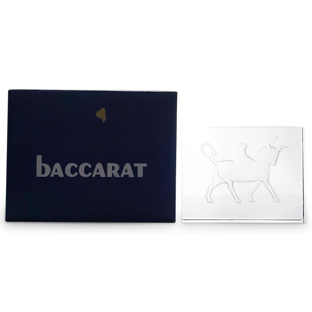 Vintage Baccarat Persian Winged Bull Crystal Block: DESCRIPTION: Crystal Block, Baccarat, Persian Winged Bull, Acid Stamped Baccarat, Dated 1969, Limited Edition #156 Of 250. Comes with original box. CIRCA: Mid 20th Century ORIGIN: France DIMENSIONS: 5