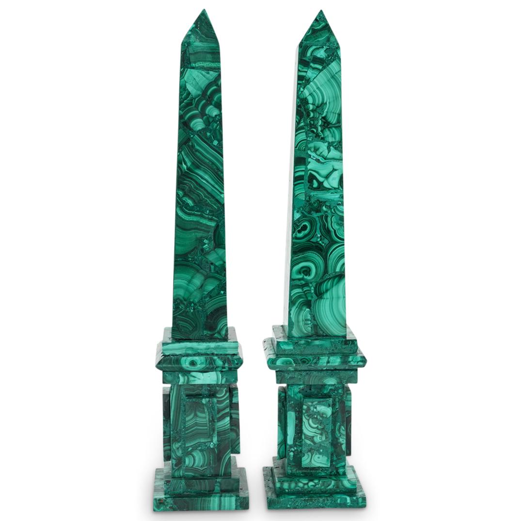 Pair Of Carved Malachite Obelisks (1 of 8)