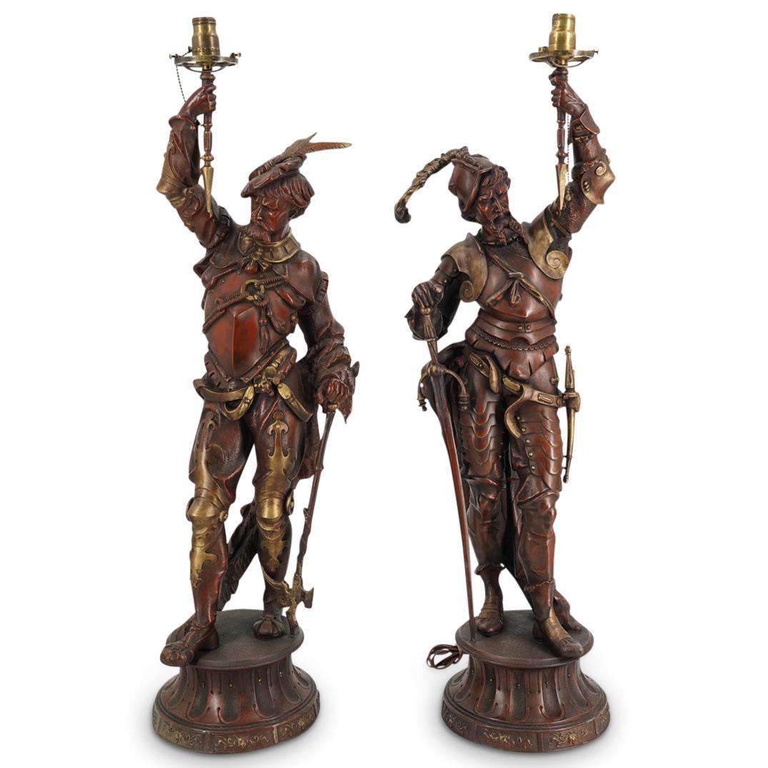 Pair of Renaissance Figural Mixed Metal Lamps (1 of 14)