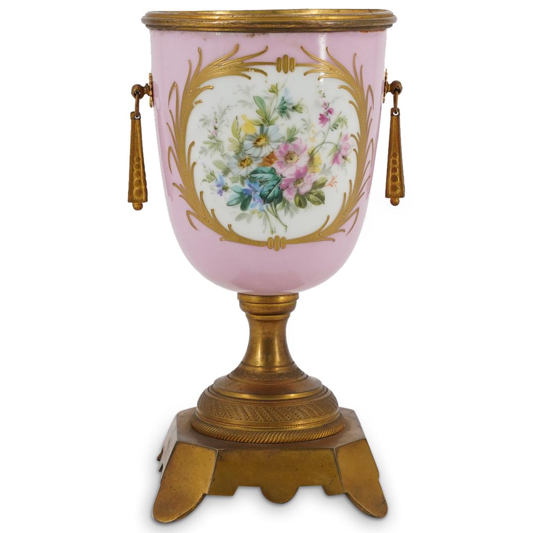 Antique Sevres Style Vase W/ Bronze Trimmings (1 of 7)