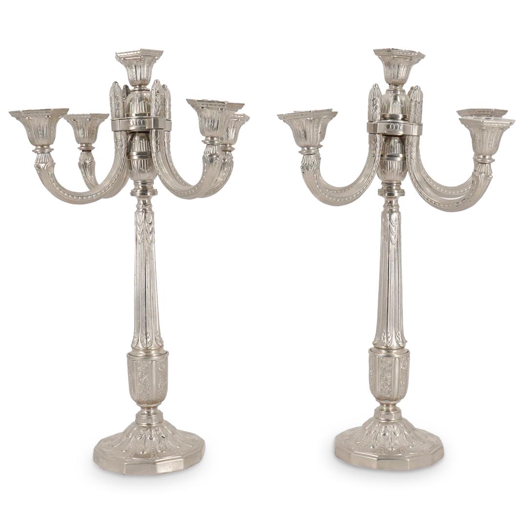 Pair Of Silver Plated Bronze Candelabras (1 of 6)
