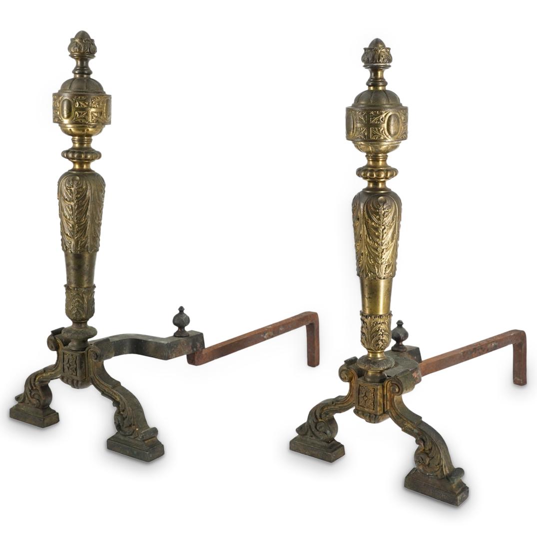 Pair Of Antique French Gilt Bronze Andirons (1 of 7)