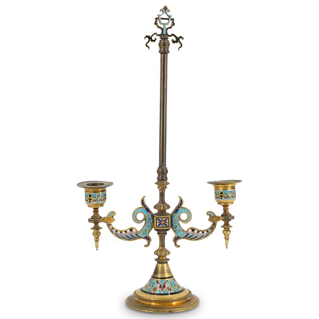 Antique French Gilt Bronze And Champleve Candelabrum (1 of 4)