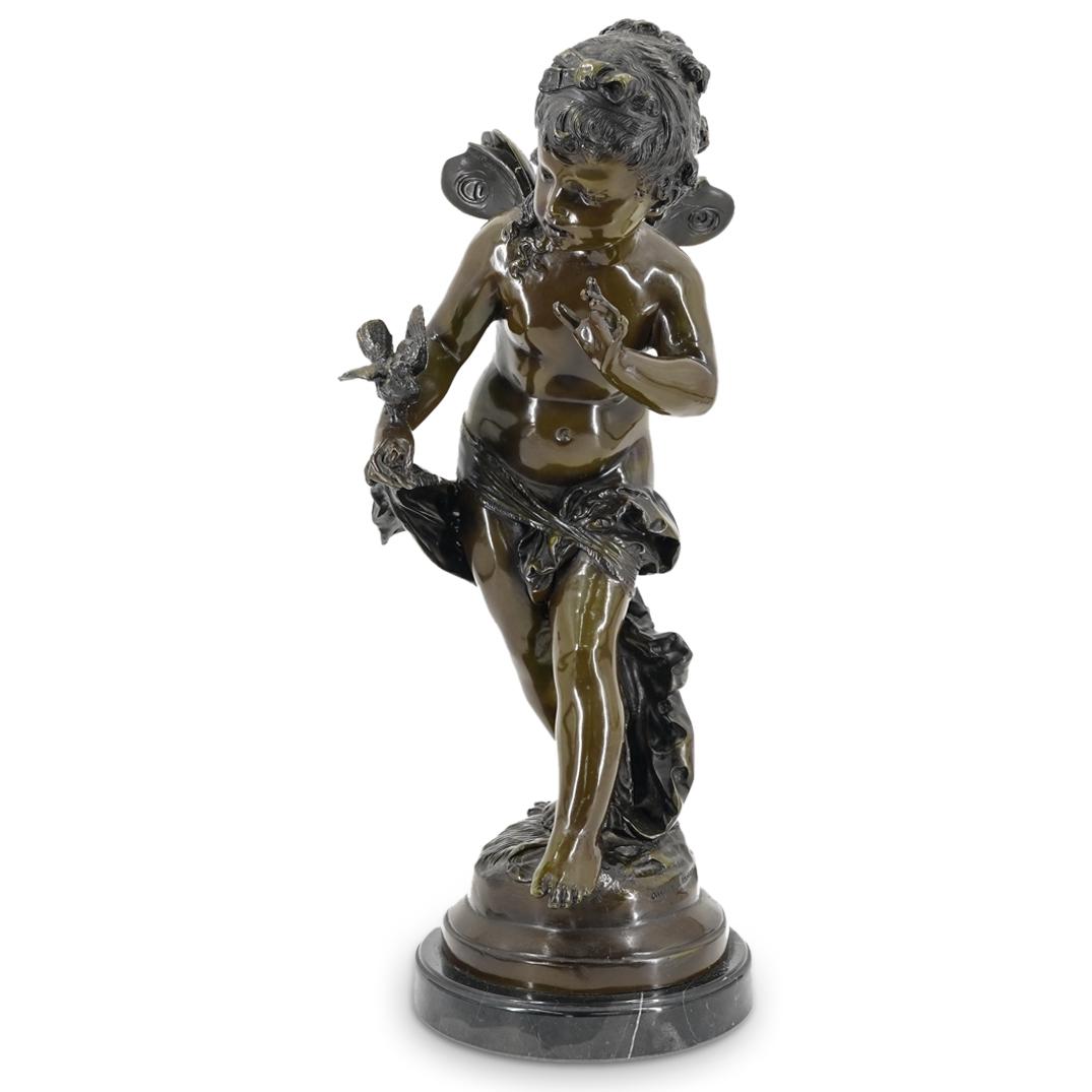After Auguste Moreau, French (1834-1917) Bronze Figural Cupid Statue (1 of 8)