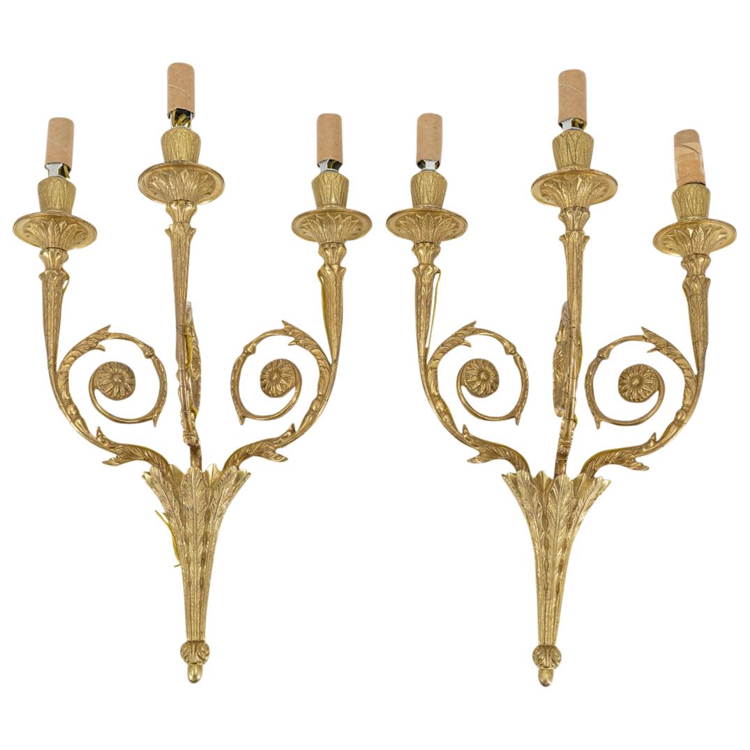 Pair Of French Gilt Bronze Sconces (1 of 7)