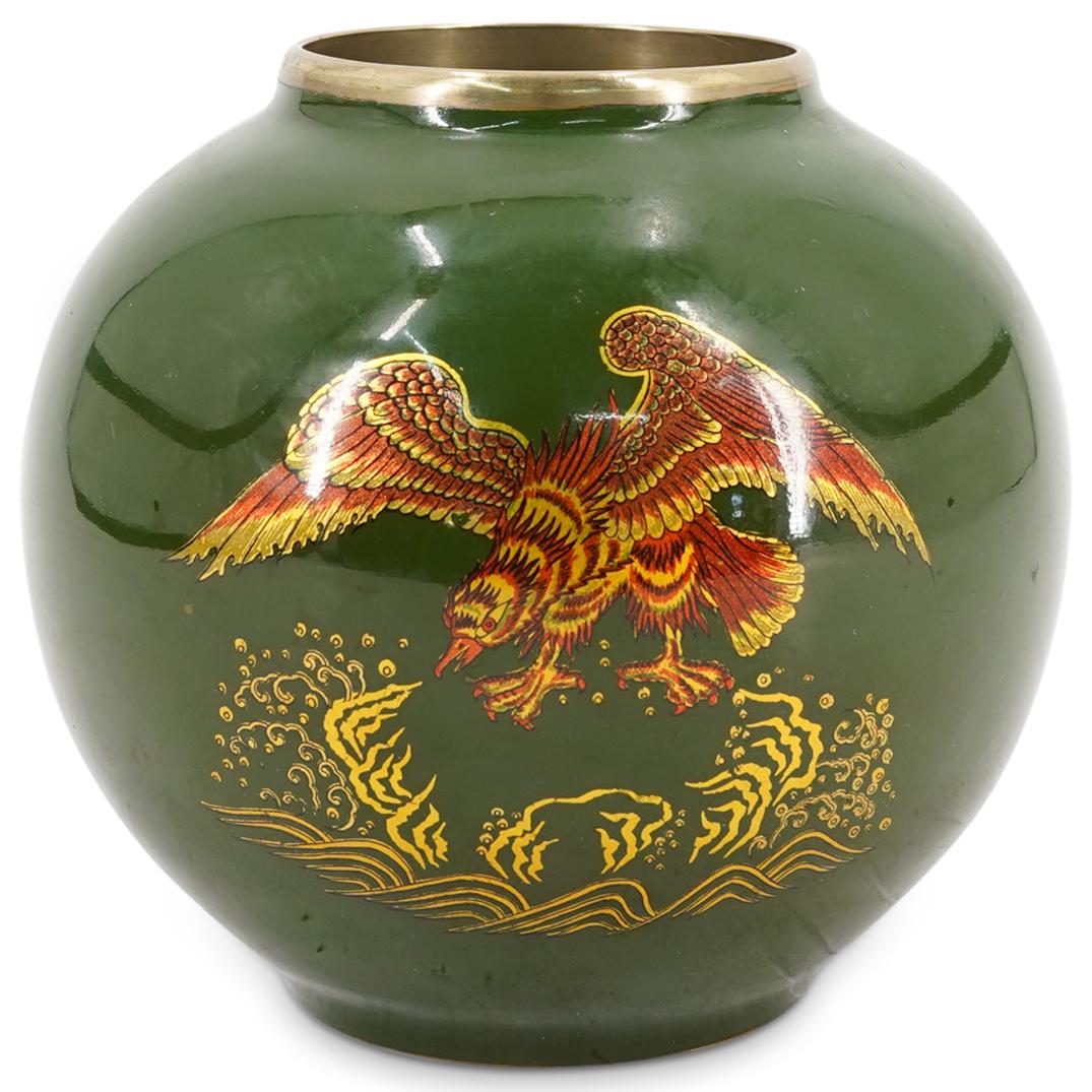 Antique Korean Green Enameled Bronze Bird Vase (1 of 5)