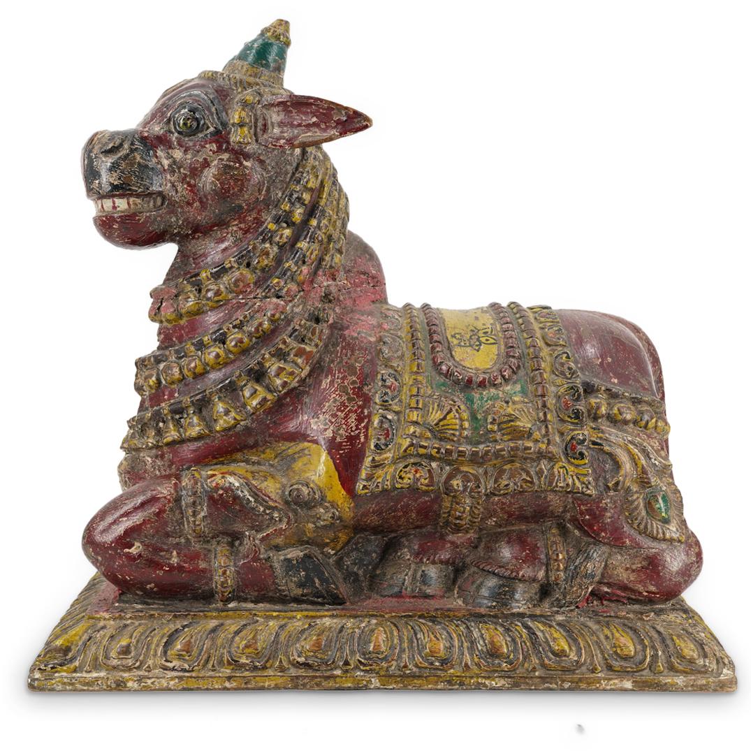 19th Century Indian Wood Polychrome Nandi Sculpture (1 of 7)