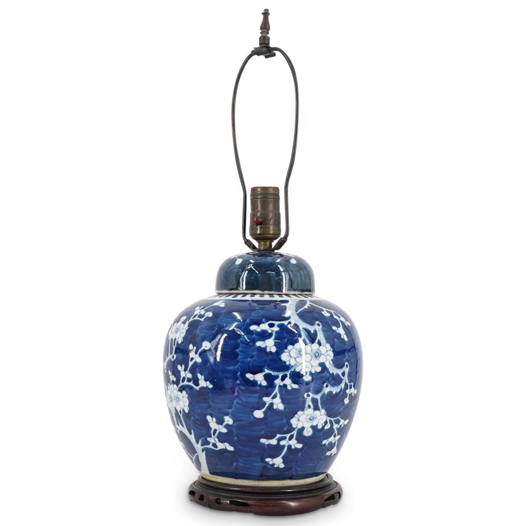 Chinese Blue & White Porcelain Converted Ginger Jar Lamp (1 of 4)