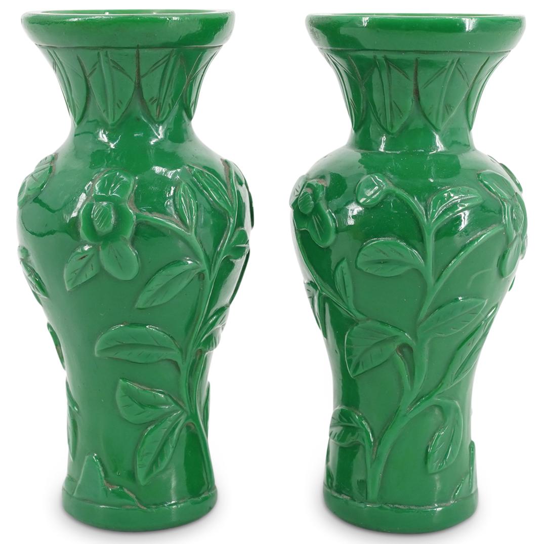Pair Of Chinese Peking Glass Vases (1 of 4)