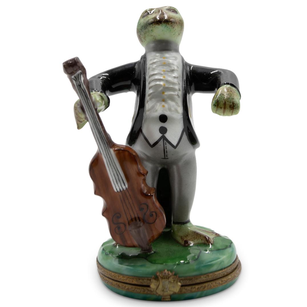 Limoges Porcelain "Tuxedo Frog W/ Cello" Trinket Box (1 of 4)
