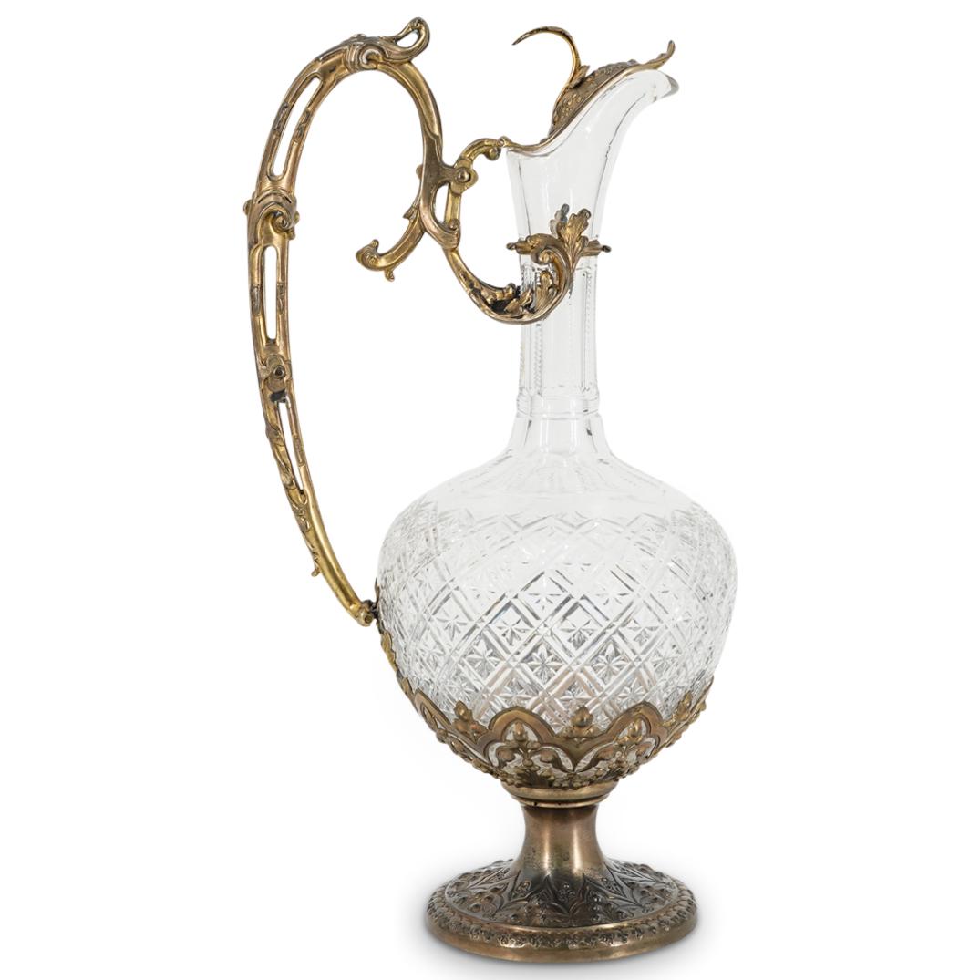 Antique Cut Glass Silver Plate Footed Liquor Decanter (1 of 7)