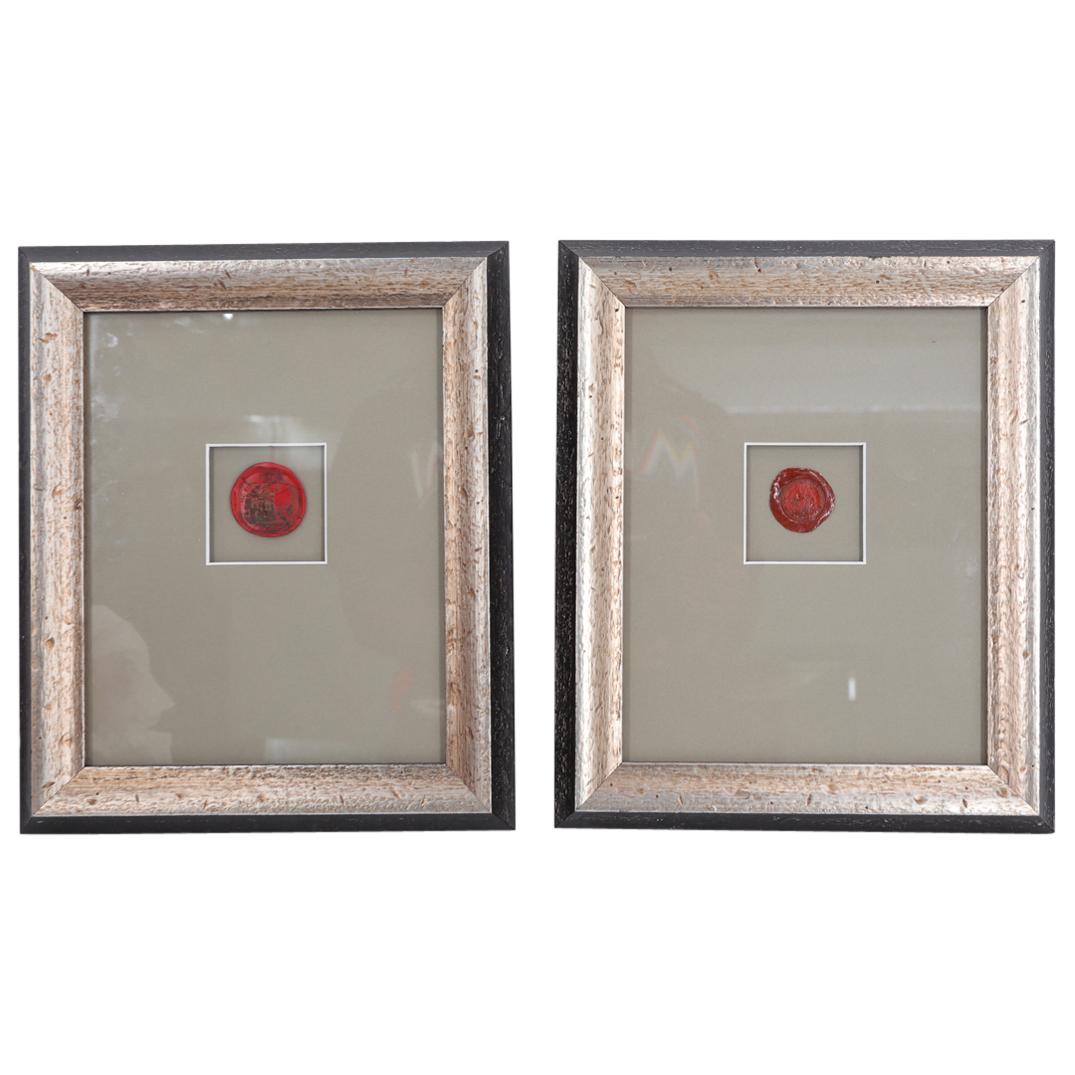 (2Pc) Antique Framed Wax Seals (1 of 3)