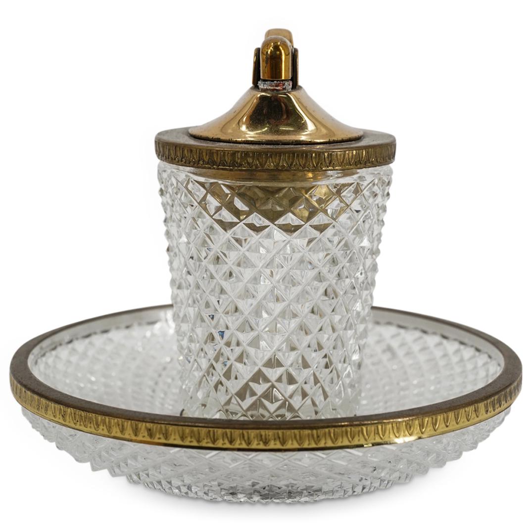 Vintage German Baccarat Style Crystal Lighter W/ Underplate (1 of 7)