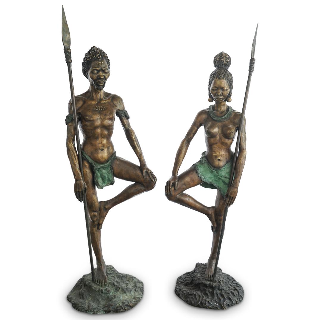 Pair of Bronze African Warrior Sculptures (1 of 18)