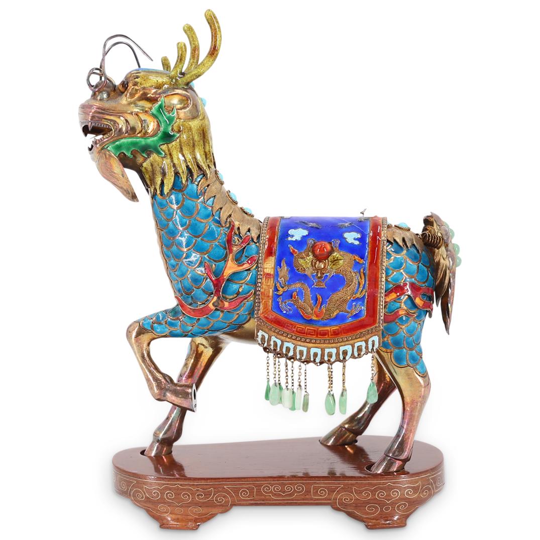 Chinese Gilt Silver & Enamel Deer (1 of 6)