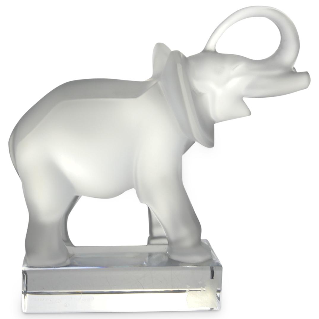 Lalique Frosted Crystal Elephant Paperweight (1 of 3)