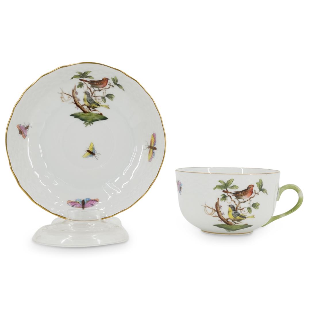 (2 Pc) Herend Porcelain "Rothschild Bird" Tea Cup & Saucer Set (1 of 4)