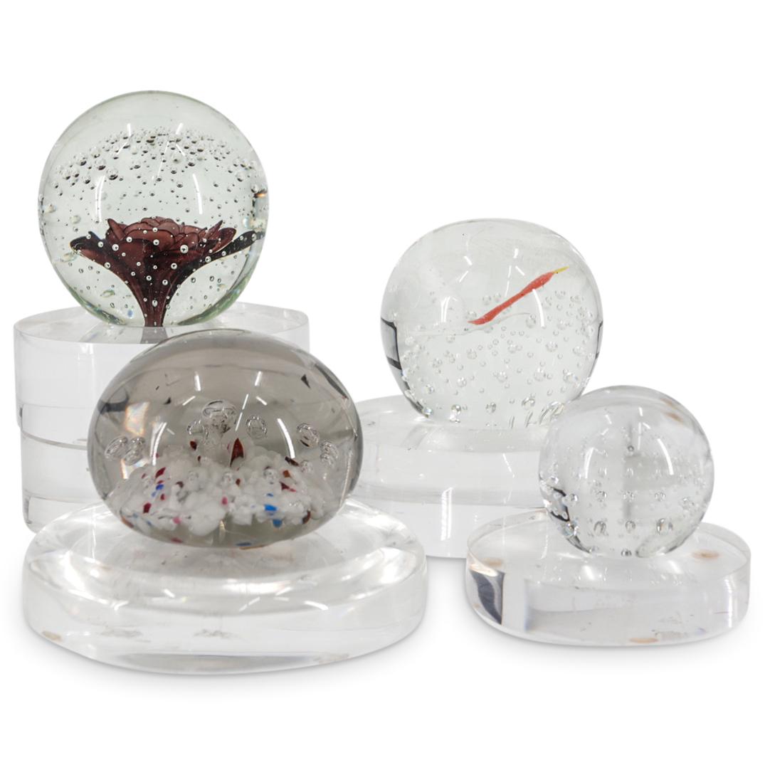 (4 Pc) Murano Bullicante Paperweights Set (1 of 16)