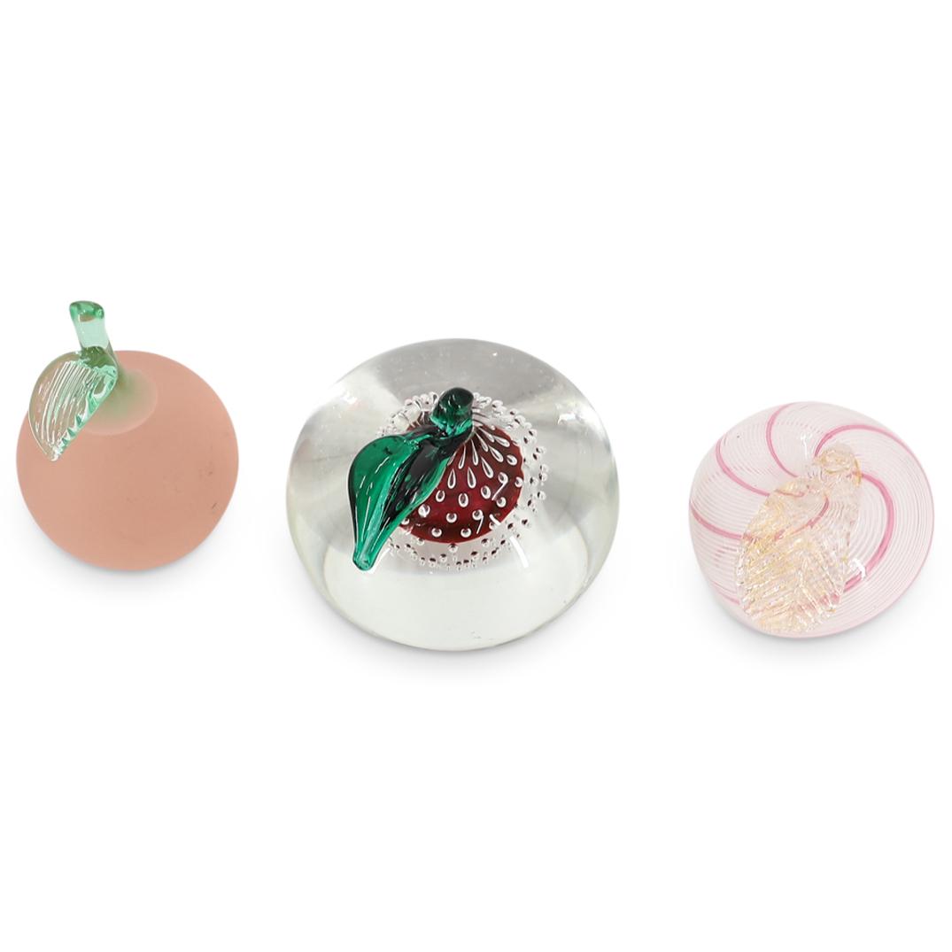 (3 Pc) Art Glass Apple Paperweight Set (1 of 10)