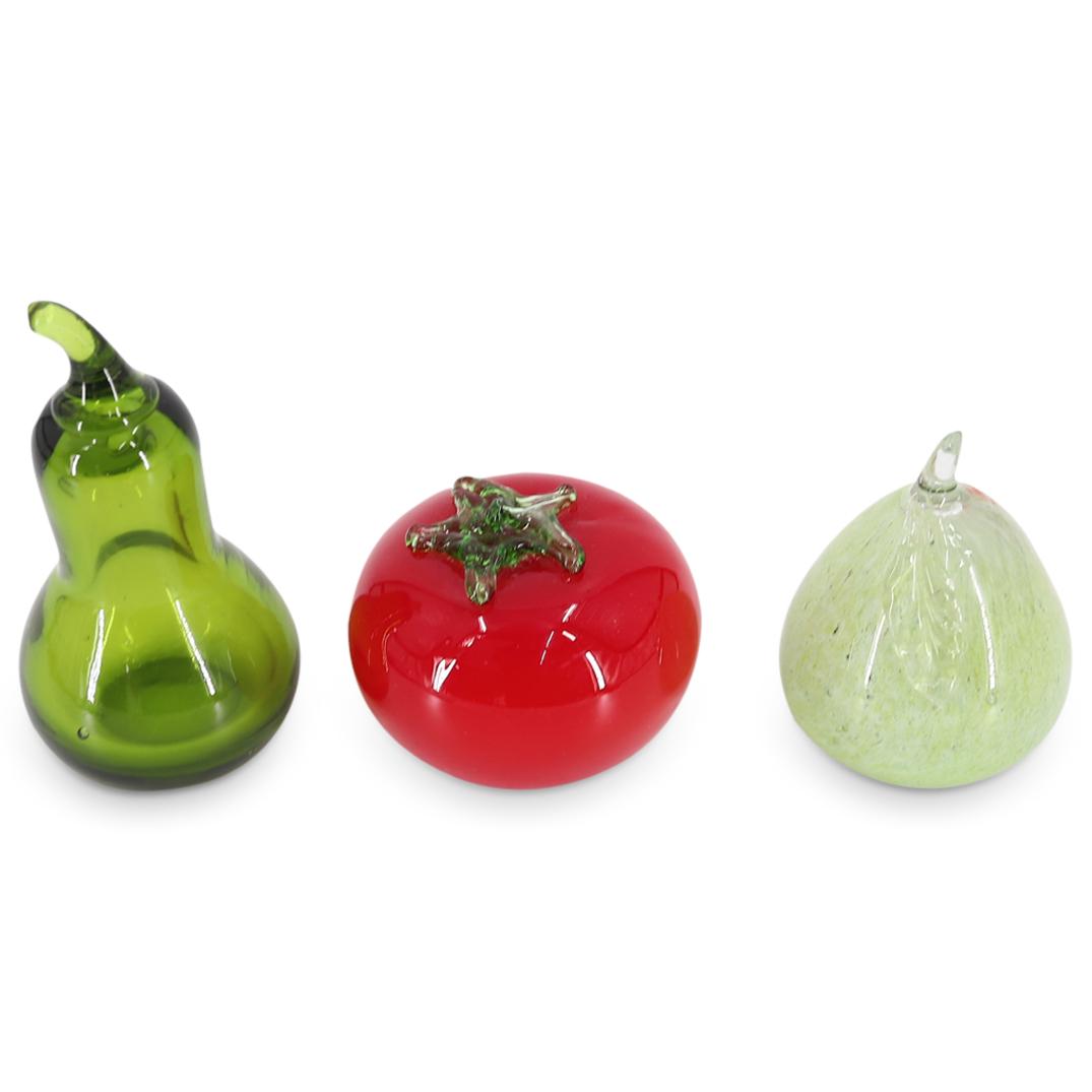 (3 Pc) Murano Art Glass Life-Size Vegetable & Fruits (1 of 3)