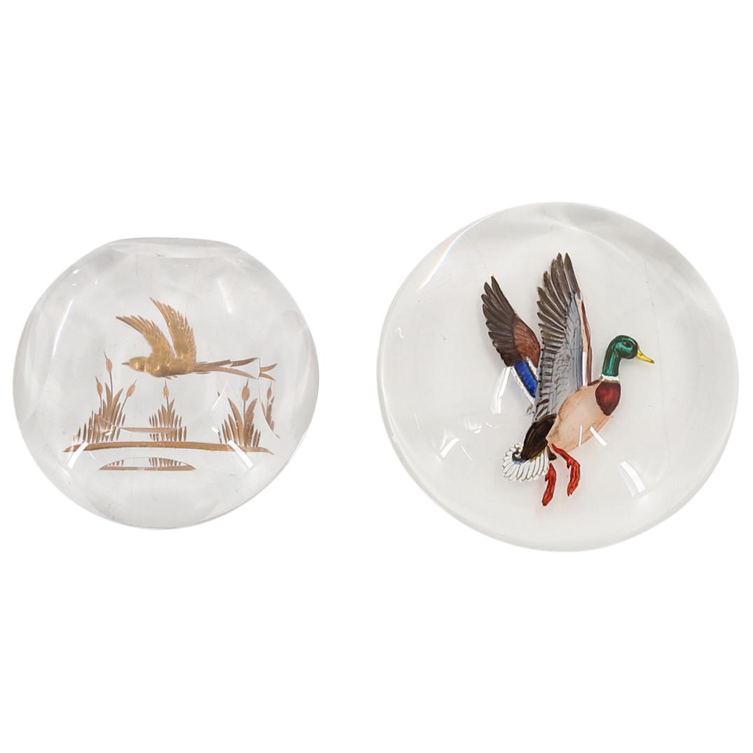 (2 Pc) Art Glass Bird Paperweights (1 of 6)