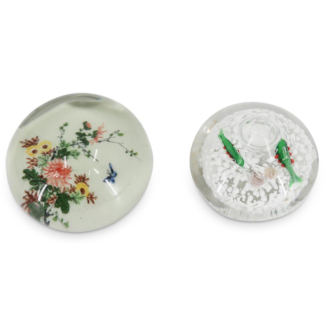 (2 Pc) Art Glass Paperweights Set (1 of 3)