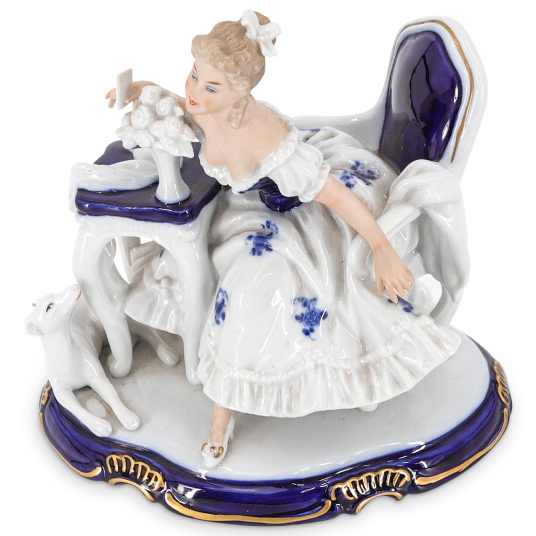 Vintage German Wallendorf Porcelain Lady At Table Figurine (1 of 7)