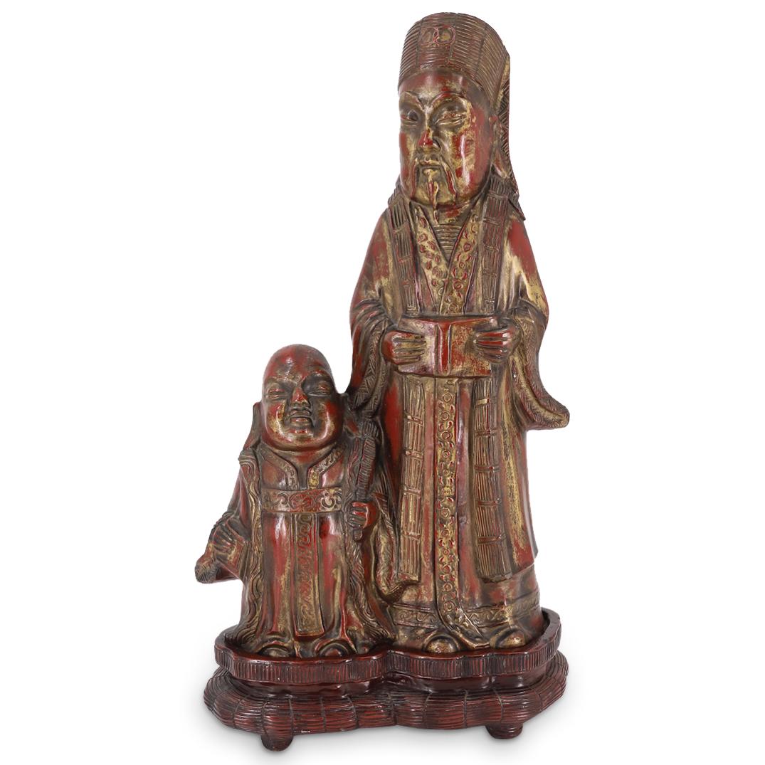 Vintage Chinese Ceramic Scholar Pair Sculpture W/ Base (1 of 7)