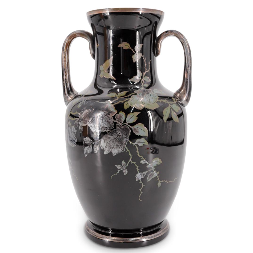 Silver Overlay Black Glazed Porcelain Vase (1 of 5)