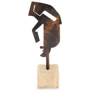 Julio Gonzalez (Spanish,1876) Modernist Metal Sculpture: DESCRIPTION: A Julio Gonzalez (Spanish,1876–1942) modernist metal sculpture. Signed "J.Gonzalez" on verso. A sculptor and painter, Julio Gonzalez is best known for his small-scale, abstract iro