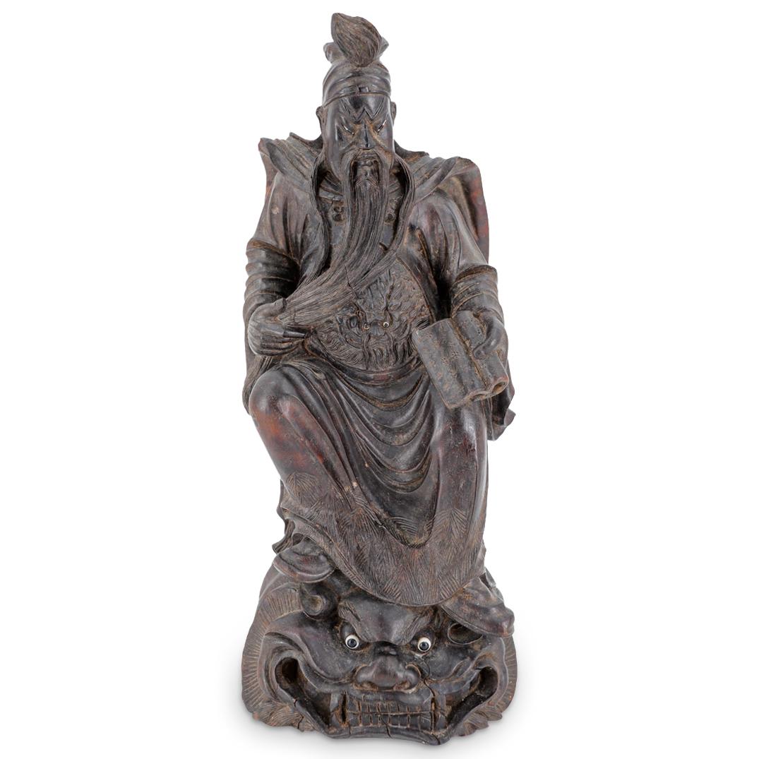 Antique Chinese Carved Walnut Wood Sculpture Of Guan Yu (1 of 9)