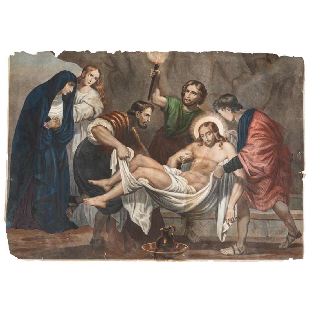 L. Turgis Jesus Buried Stations Of The Cross Lithograph (1 of 5)