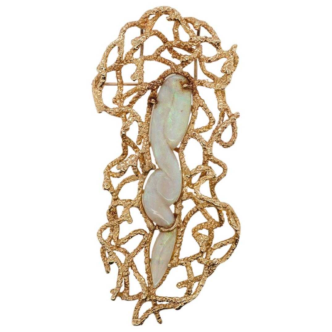 Vintage 14k Gold and Carved Opal Brooch (1 of 3)