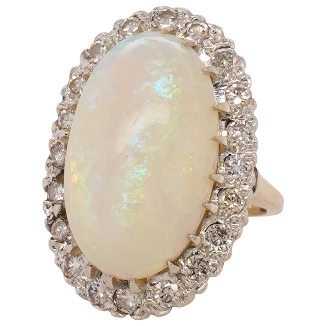 Retro 18k Gold, Opal and Diamond Ring (1 of 4)