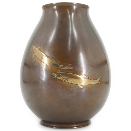 Taisho Japanese Signed Bronze Fish Vase (0104) on Jan 10, 2023 Akiba